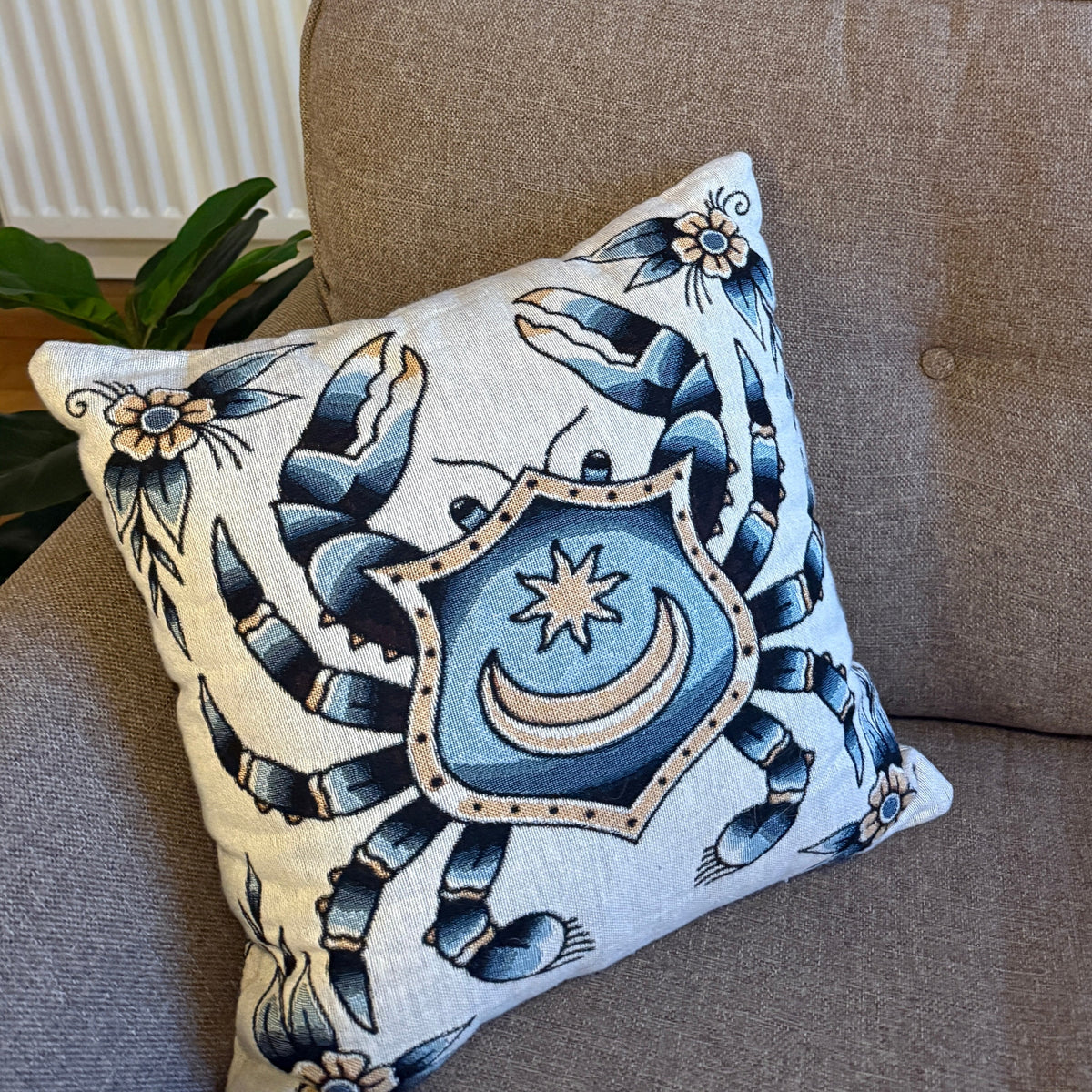 portsmouth southsea tattoo crab cushion